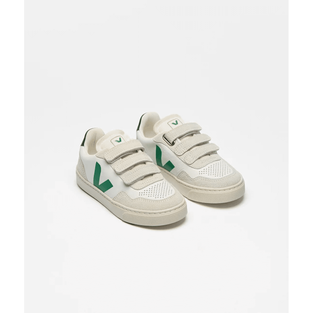 VEJA â Sneaker V-90 - Leder Wit Emerald Green - Groen