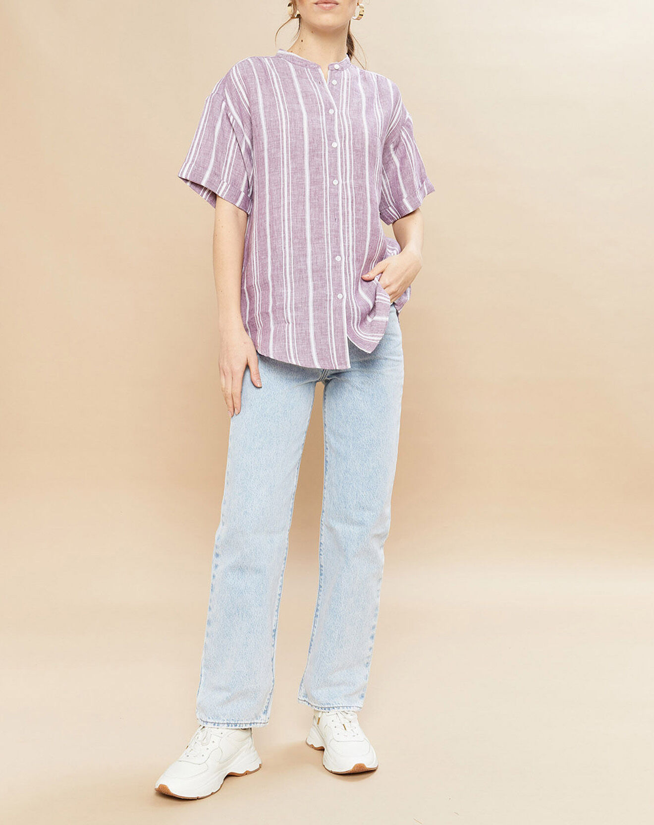 Hartford Chemise 100% Lin Calix violette
