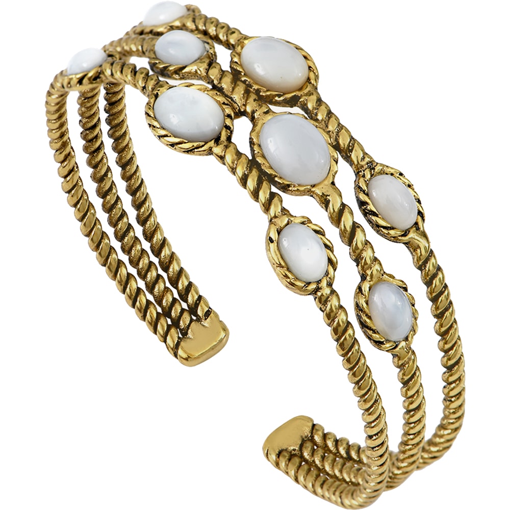 Bracelet multi-rangs Arizona - Métal doré & nacre