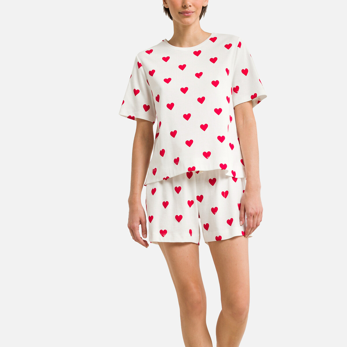 PETIT BATEAU<br>Shorts de pijama de algodão, estampa de coração