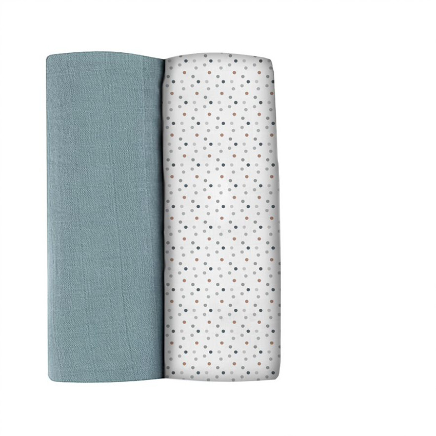 Lot de 2 langes 120 cm - Bleu Baltique/Pointillissme