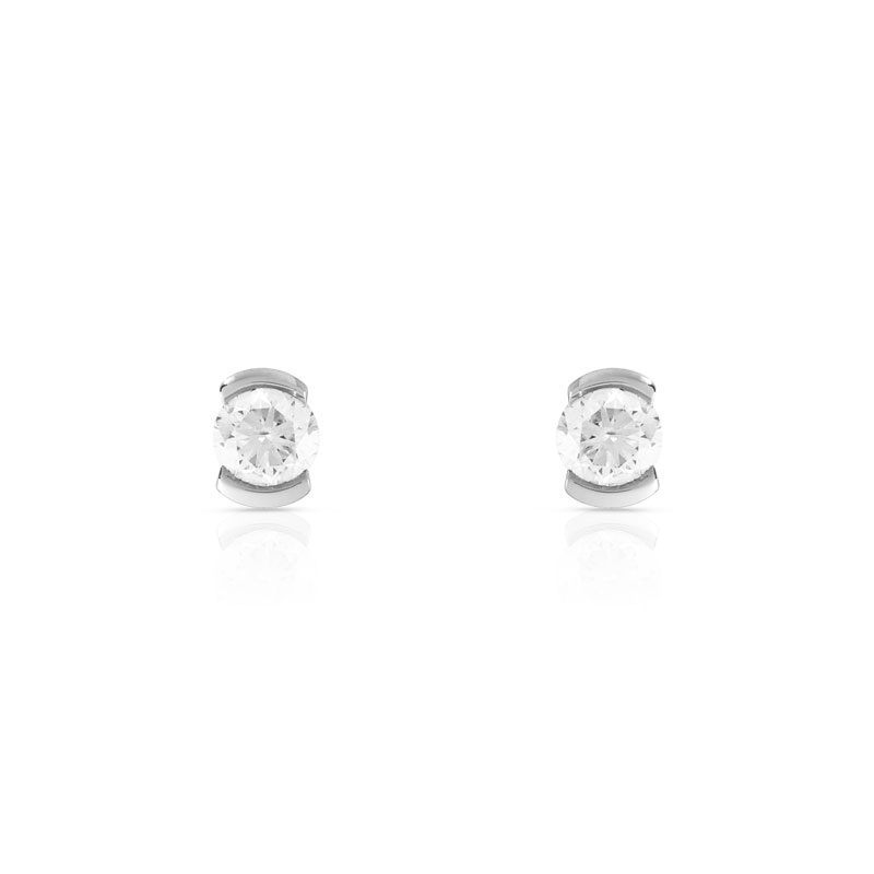 Boucles d'oreilles or 750 blanc diamant