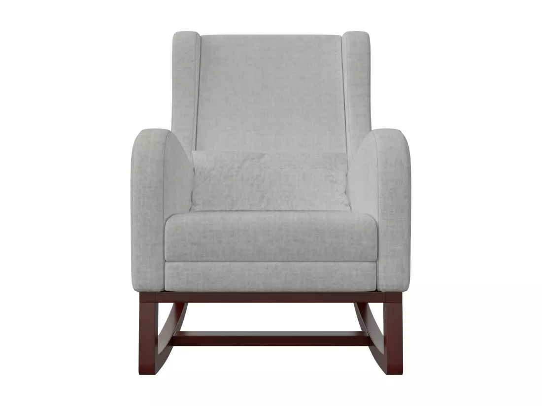 Chaise à bascule avec repose-pieds, pieds antidérapants en bois massif, poches des deux côtés, coton et lin, gris