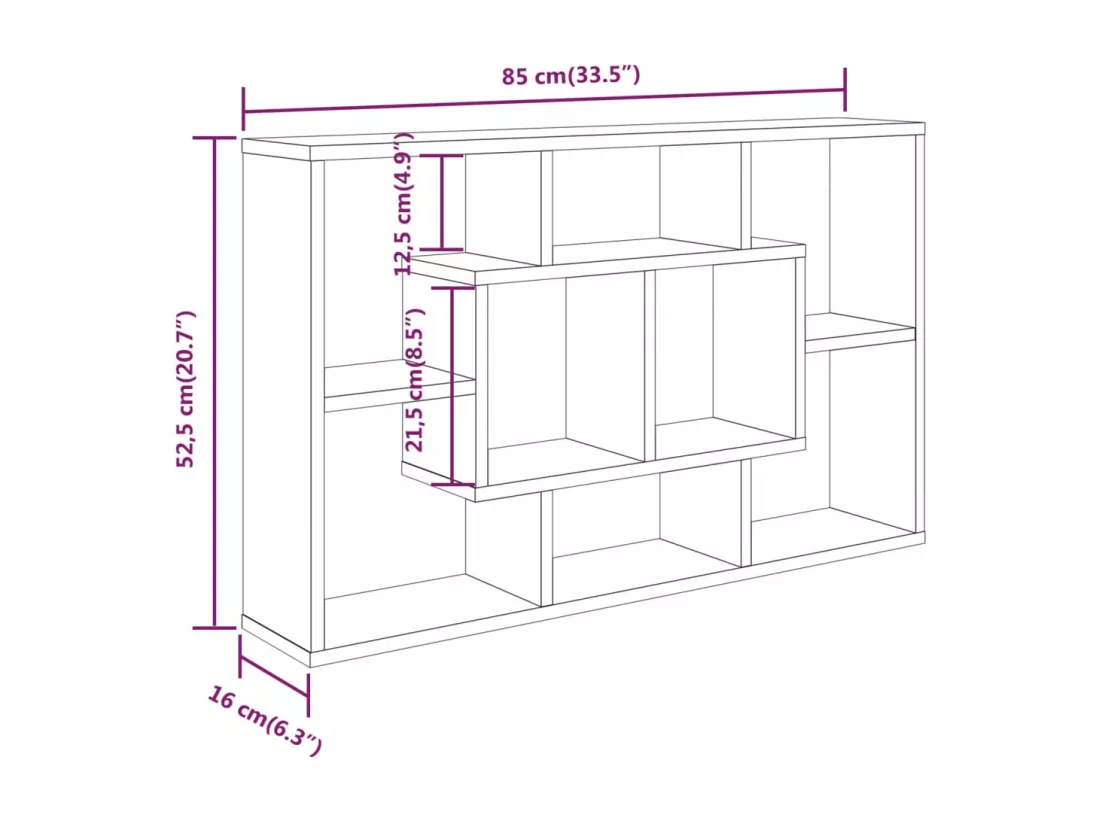 Étagère murale Chêne Sonoma 85x16x52,5 cm Bois d'ingénierie
