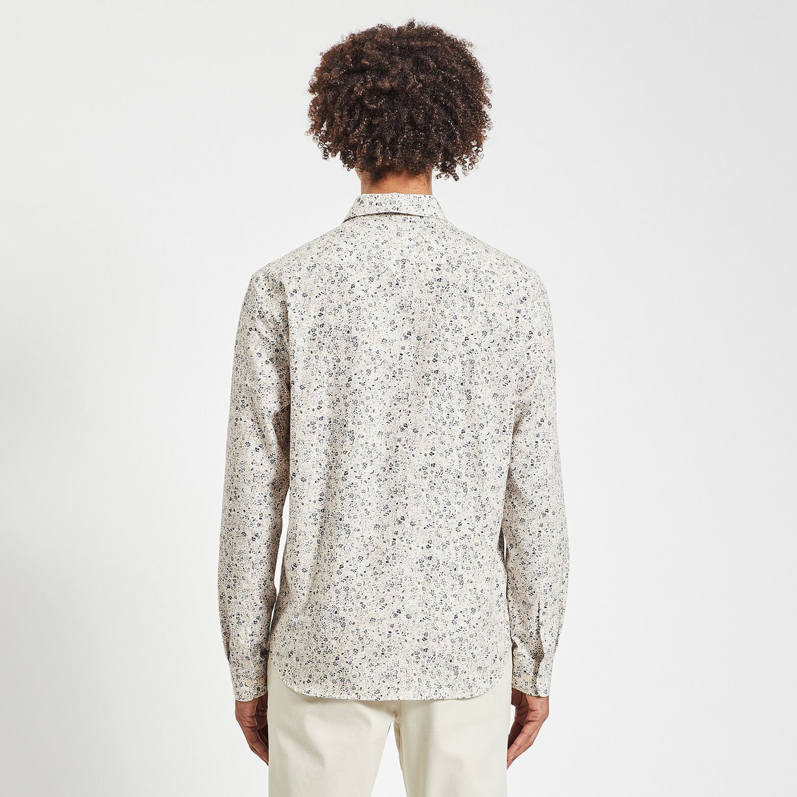 Chemise regular oxford imprimé fleur coton biologi Beige