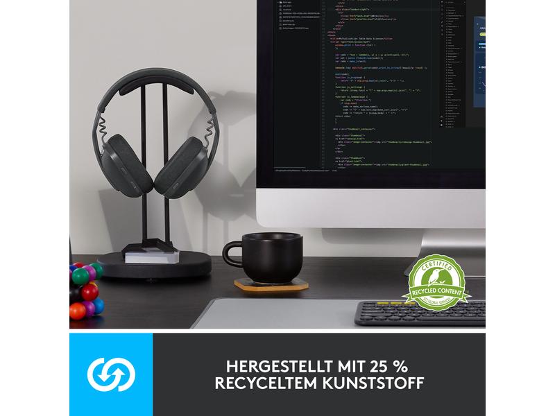Logitech Headset Zone Vibe 100 Graphite Kabelloses Office-Headset mit leichtem und komfortablem Design