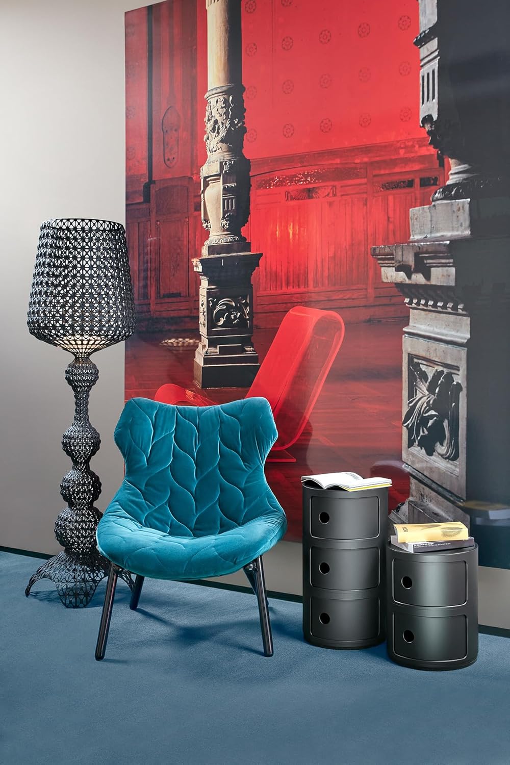 Kartell Componibili Recycled, Container 3-fächer, Matt-schwarz