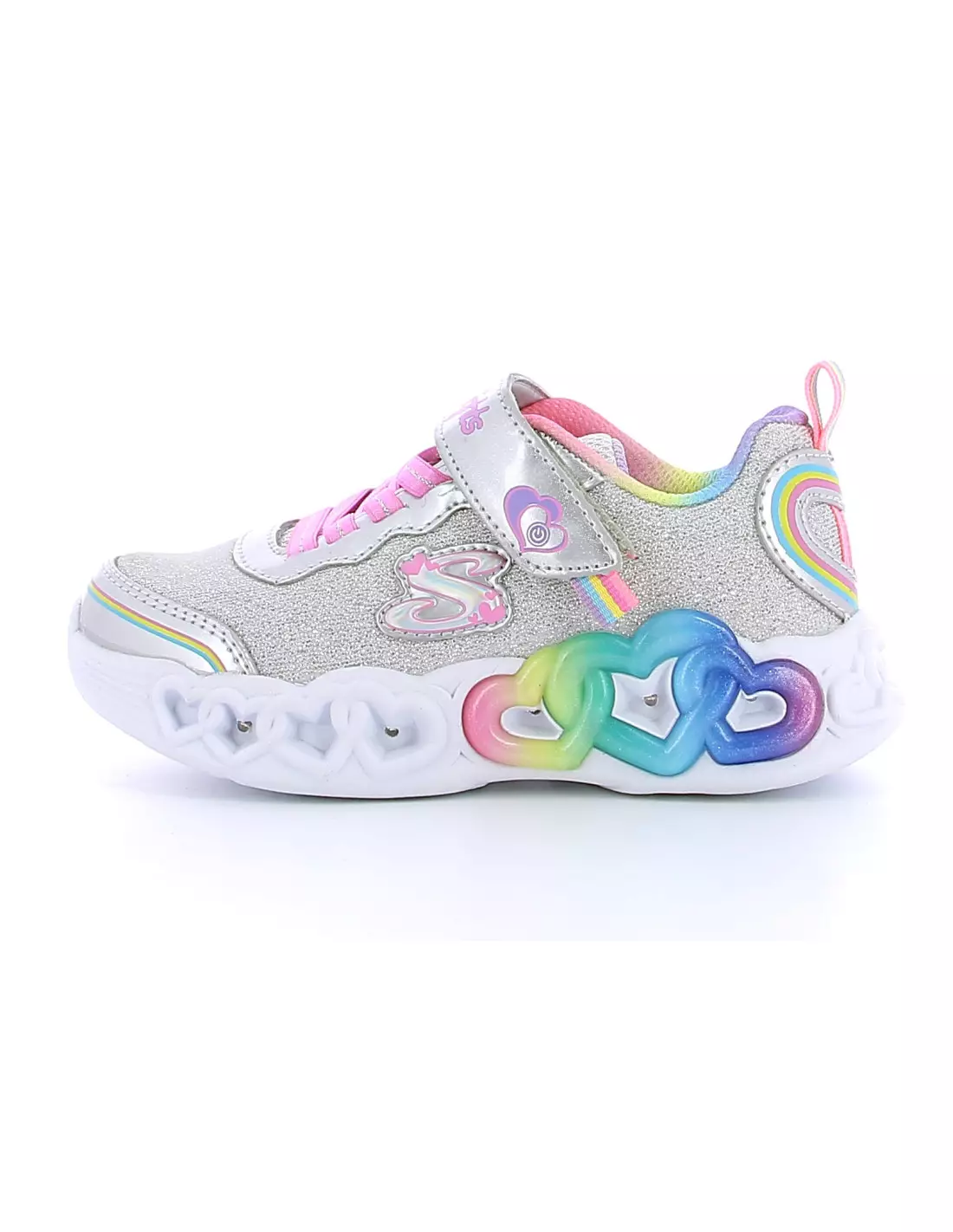 SKECHERS INFINITE HEART LIGHTS - Baskets SILVERMESH/MULTITRIM