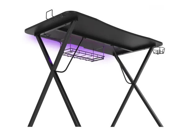 Genesis Holm 200 RGB - Skrivebord - rektangulær med konturerede hjørner - sort