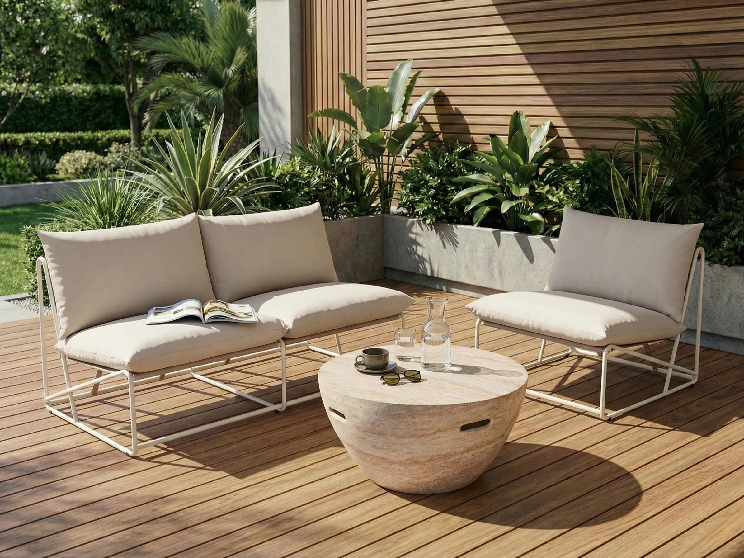 Tuin bankenset 3-zits PICO Metaal Lichtbeige