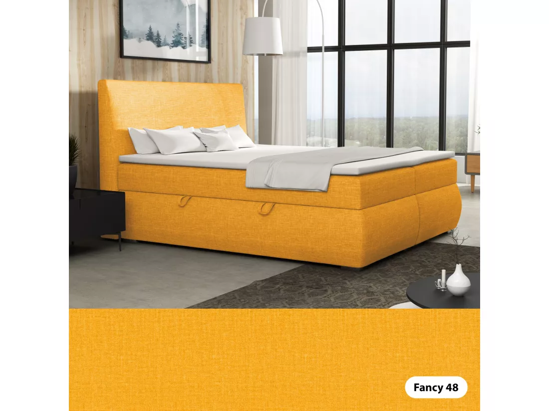LIT BOXSPRING avec tiroirs de rangement Buffalo 200x200 cm, Fancy 48 (Jaune)