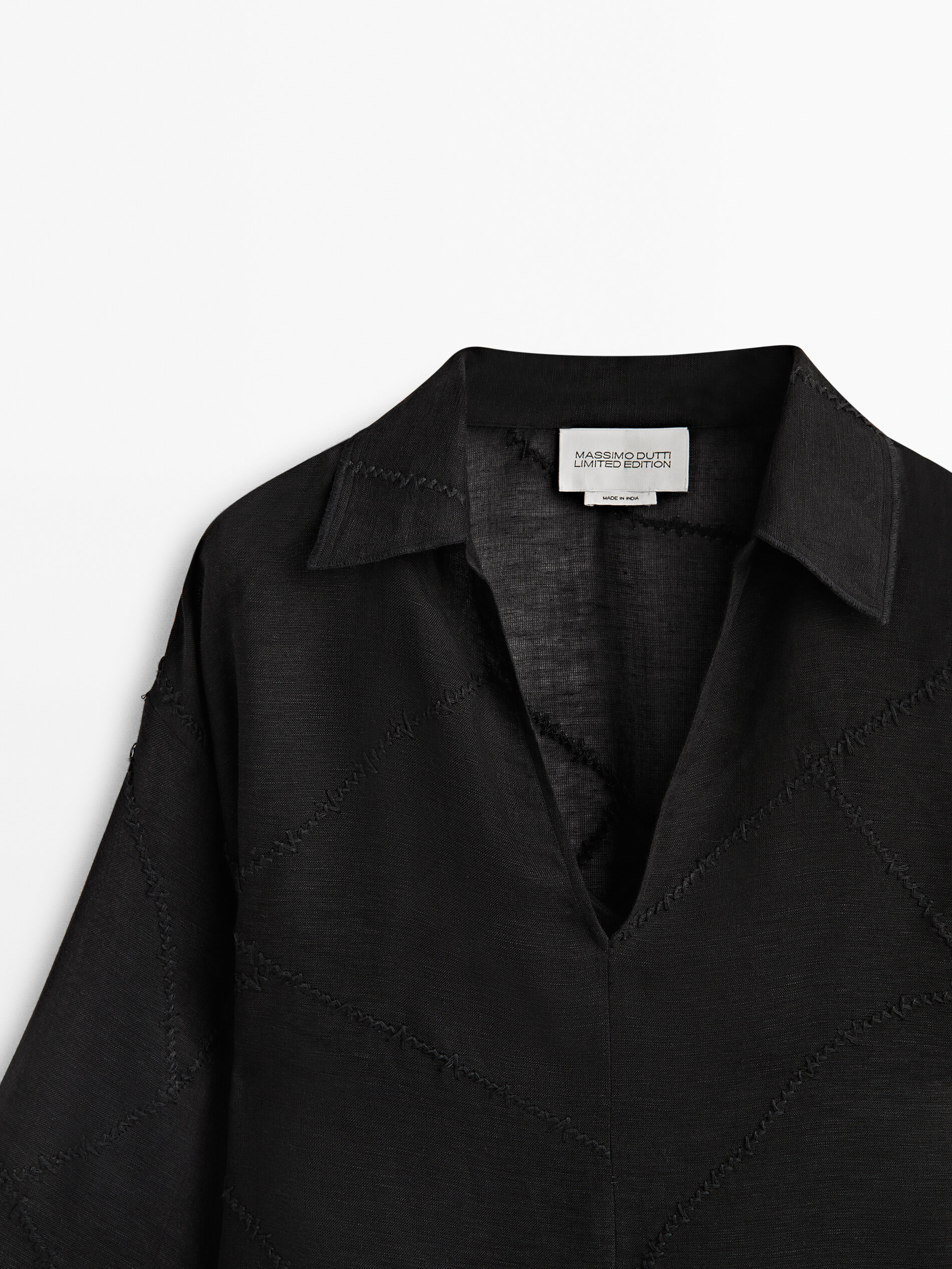 Camisas de edição limitada com detalhes na borda - PRETO