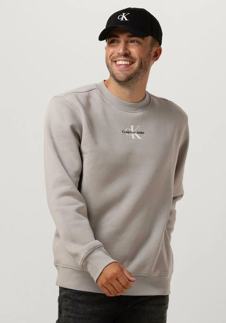 CALVIN KLEIN grijze calvin klein trui monologo crew neck
