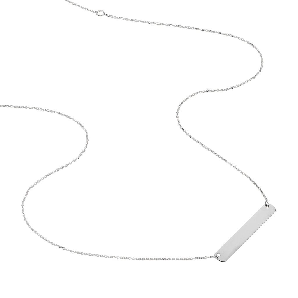 Collier Barrette Gravable Or Blanc