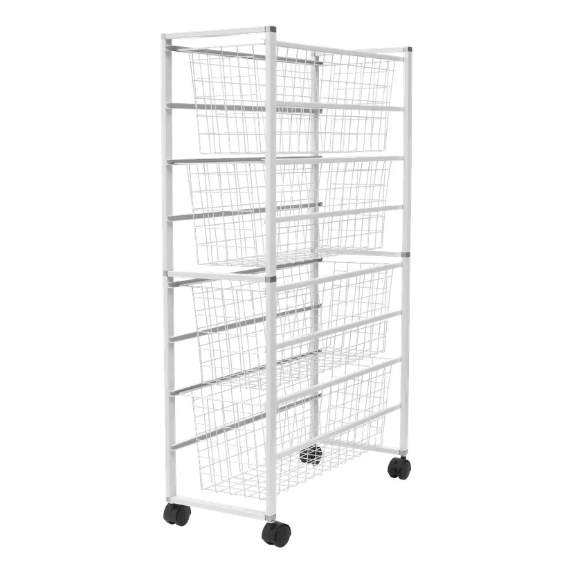Kurvstativ med fire trådkurver 23x90x55 cm