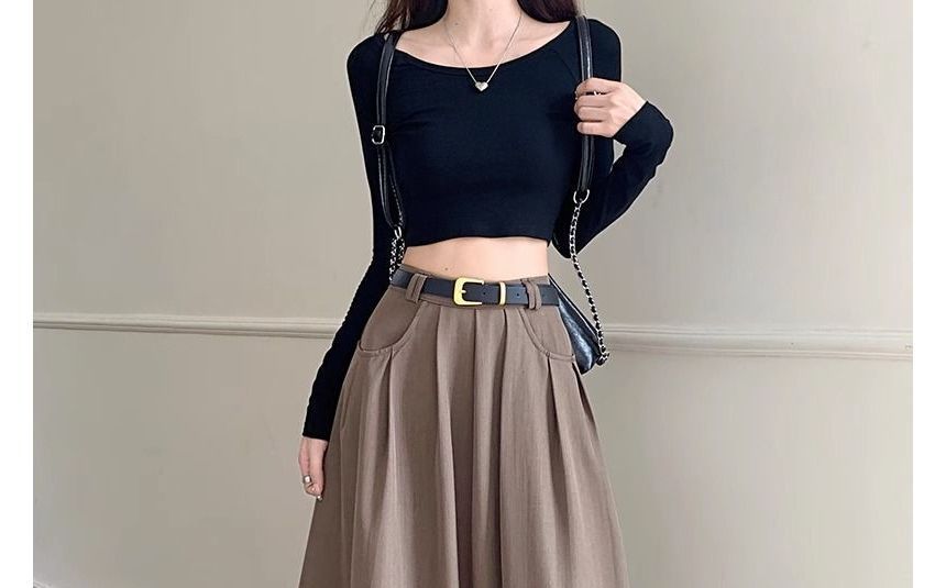 Metticus - Hoge taille effen maxi A-lijn rok