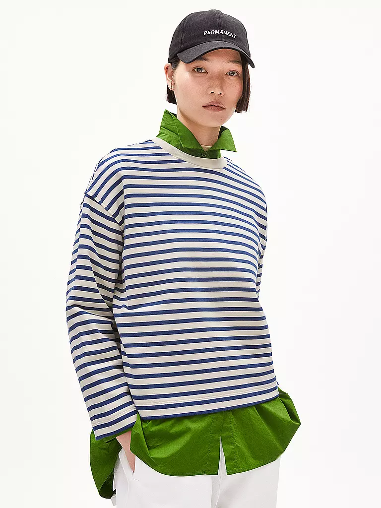 ARMEDANGELS Sweater Oversized Fit FRANKAA  STRIPES dunkelblau