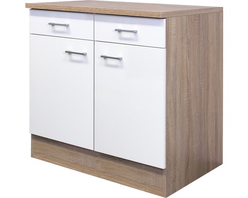 Flex Well onderkast met lade en draaideur Samoa BxDxH 80 x 60 x 85 cm wit mat gedemonteerd scharnier links rechts