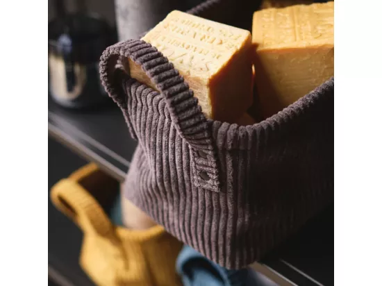 Panier rectangle en velour côtelé 