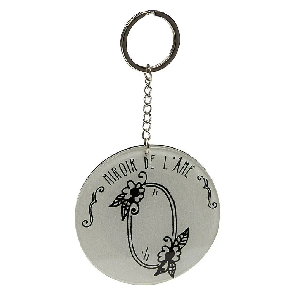 Porte clé miroir avec inscription message