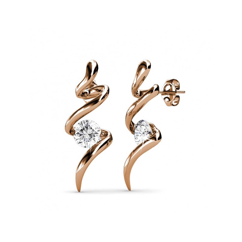 Boucles d'oreilles Spiral - Or Rosé et Cristal