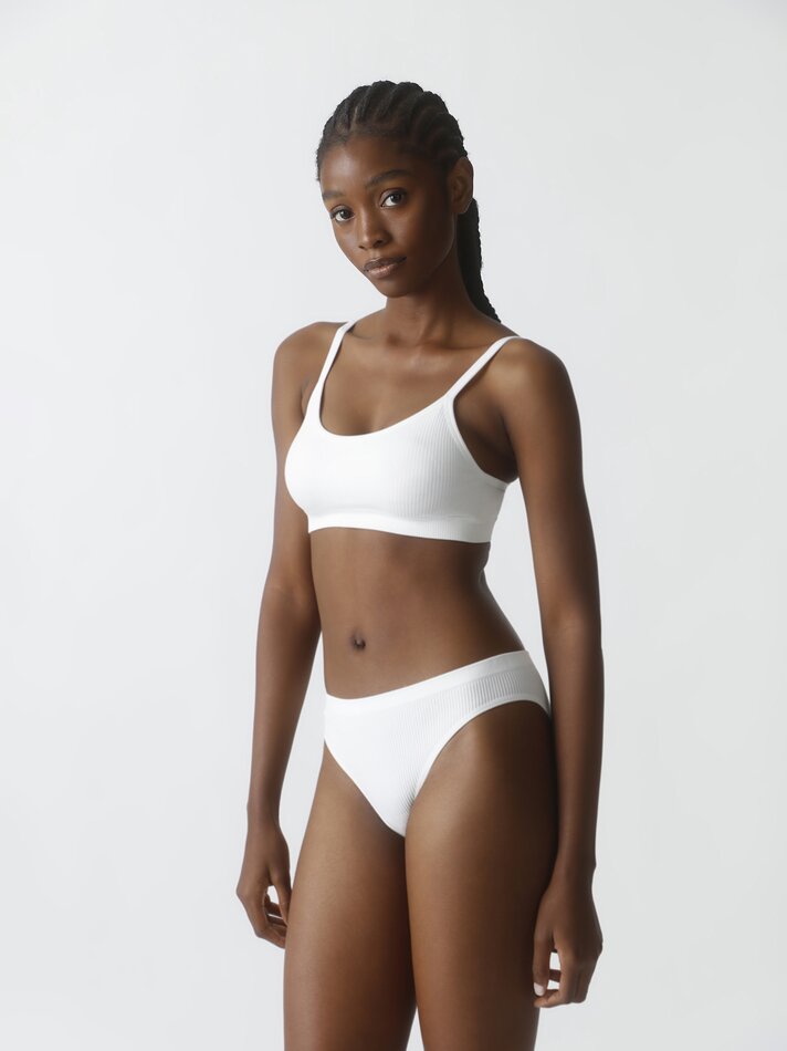 Conjunto com 2 sutiãs canelados sem costura - Branco