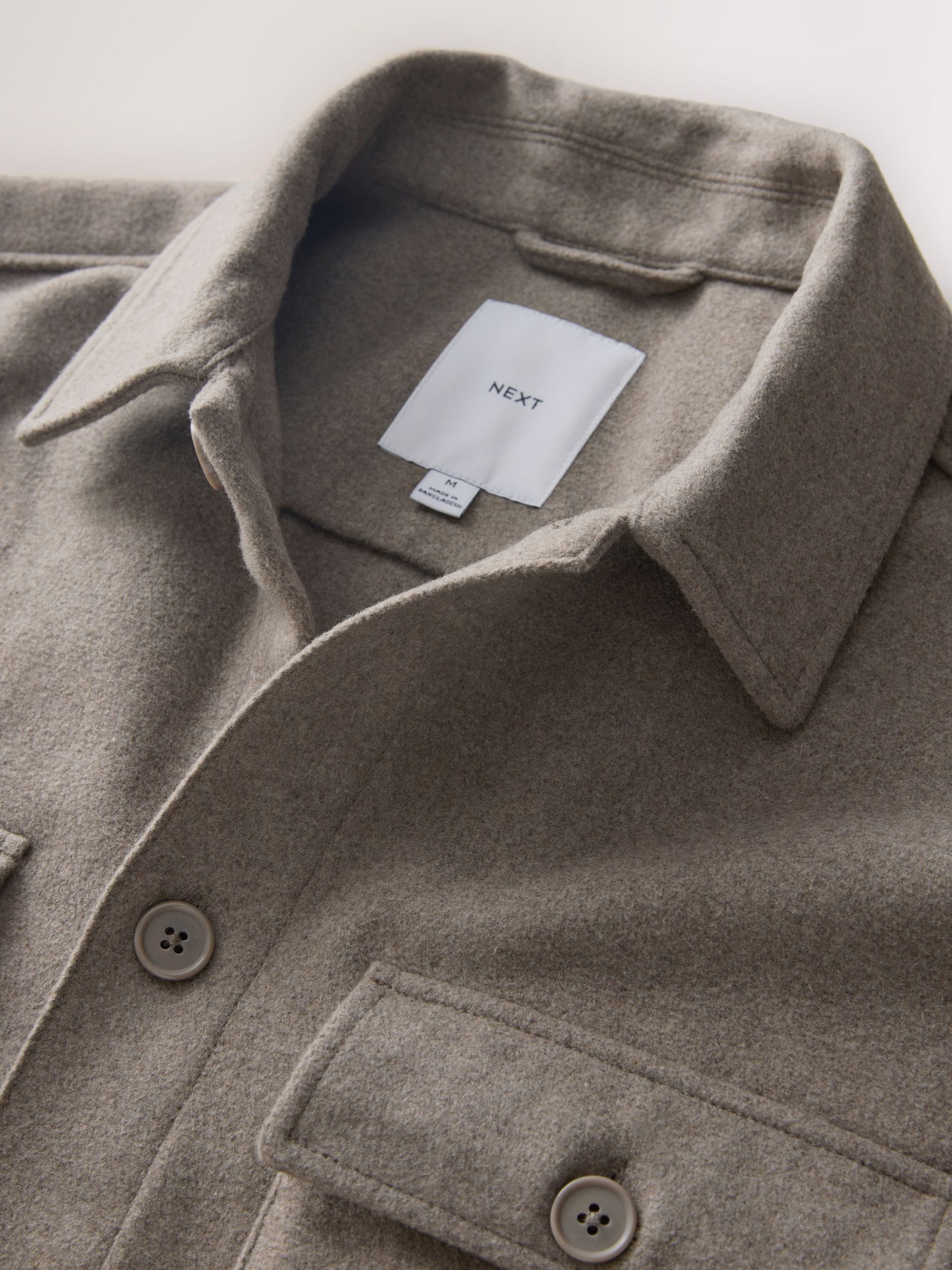 Neutraal - Overshirt met twee zakken en wol