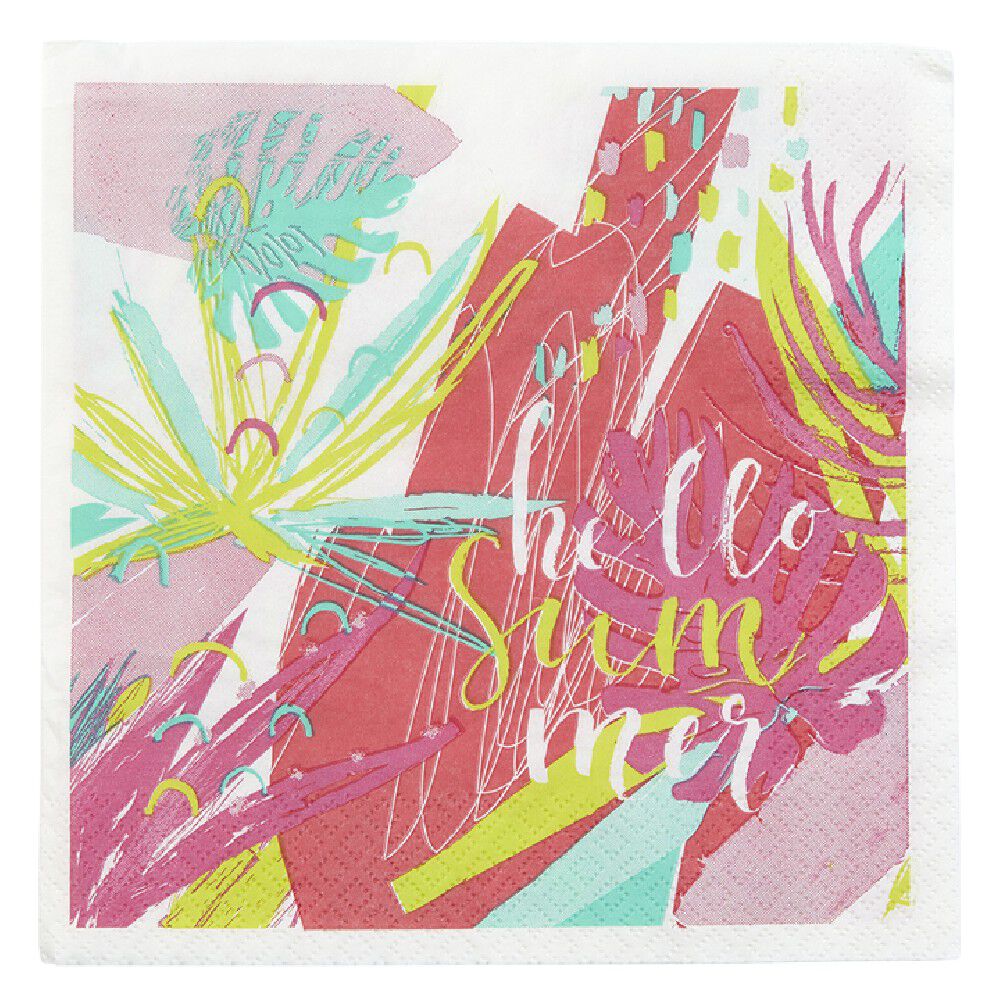 Serviette en papier multicolore Hello summer x 20