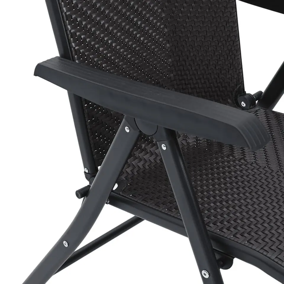 vidaXL - Tuinstoelen - Inklapbaar - Zwarte koffiekleur - Poly rattan - 2 stuks
