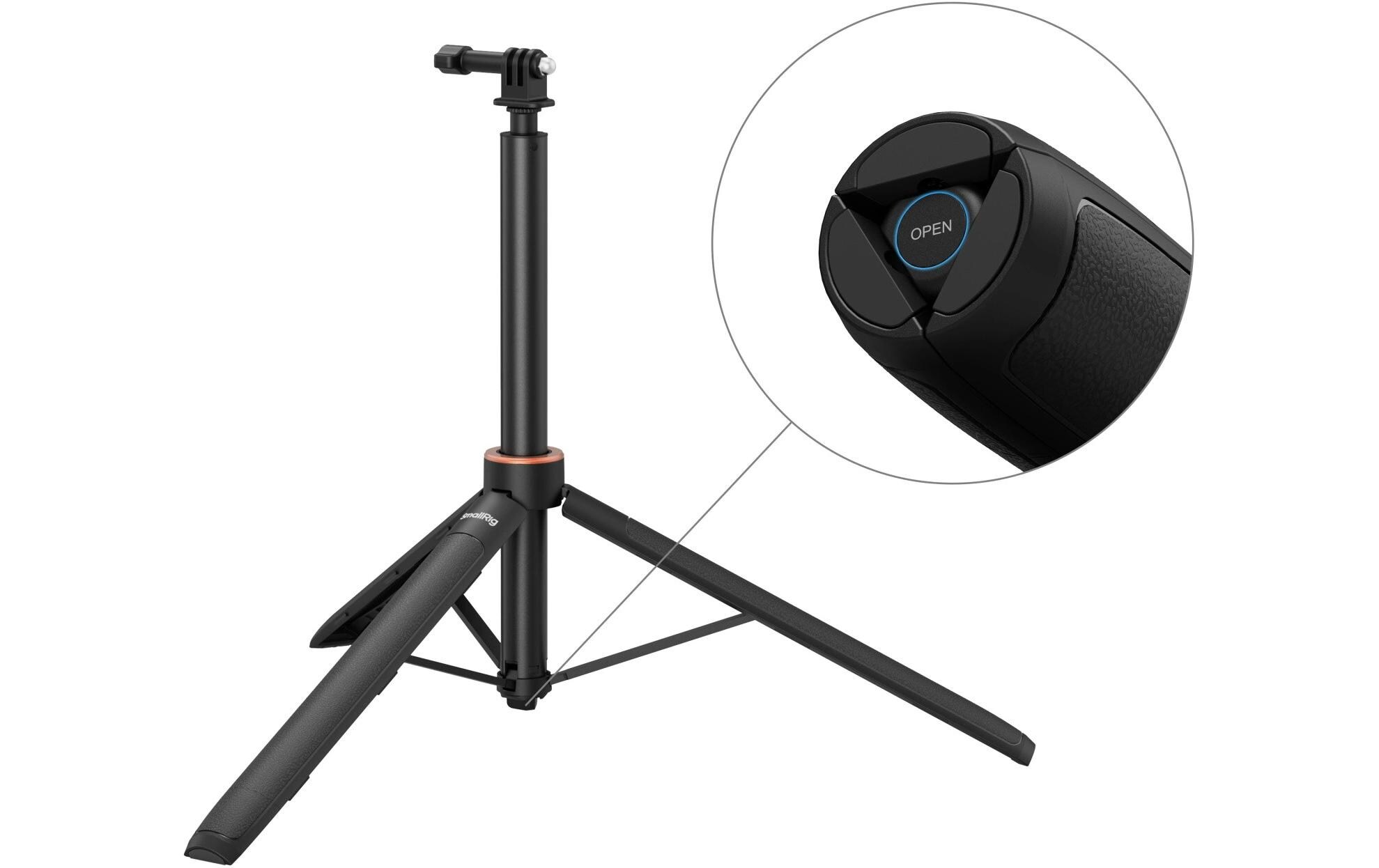 VT-08 Mount Support for Action CamerasHöhenverstellbarer Selfie-Stick mit integriertem Mini-Stativ