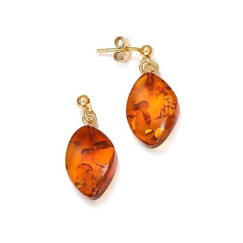 Boucles d'oreilles ambre argent doré