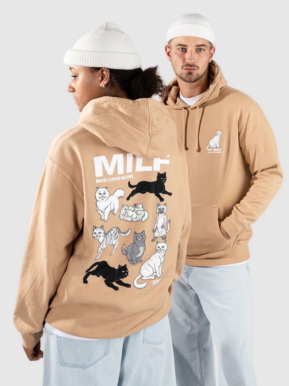 RIPNDIP Man I Love Felines Hoodie sandstone