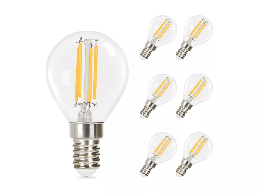 NETTLIFE Lot de 6 ampoules LED E14 vintage Edison - ampoules à filament blanc chaud G45 2700K 4W en verre de haute qualité idéales pour hôtel café