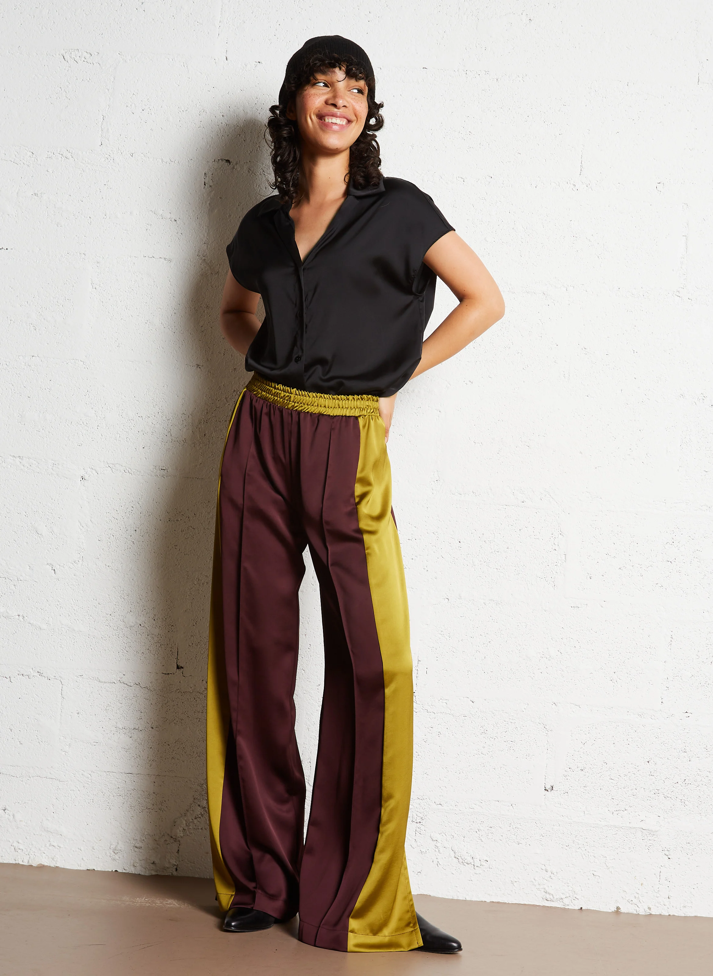 Pantalon large satiné | Rouge