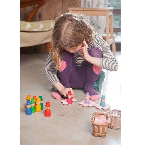 Grapat houten nins® poppetjes met hoed (12st)