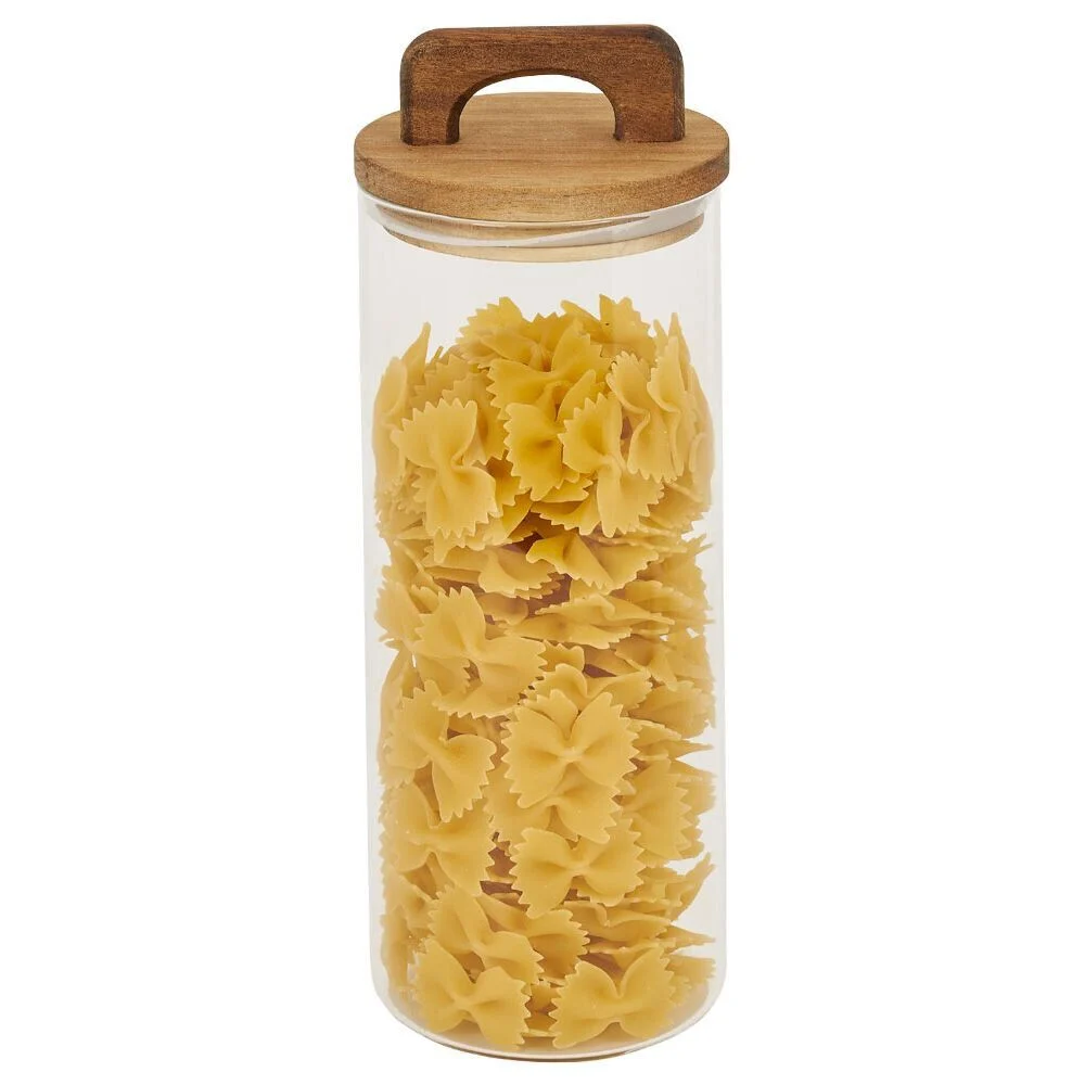 Bocal de conservation 1,1L en verre avec couvercle en bois Ø9,5xH20cm