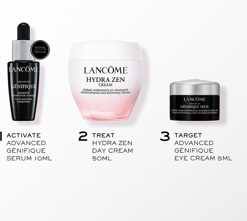 Lancôme - Hydra Zen Skincare Set - Dagcrème 50ml - Anti-Aging Serum 10ml - Oogcrème 5ml - Totaal 65ml