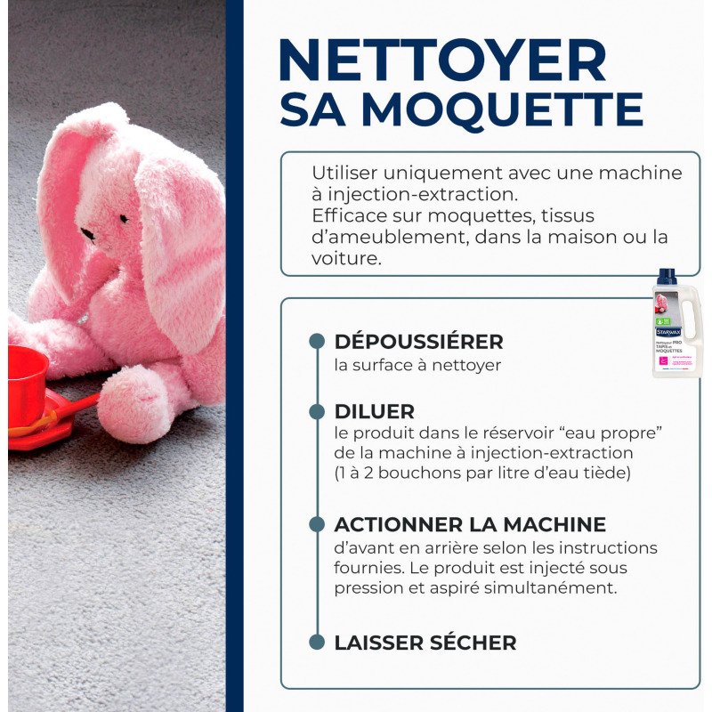 Shampooing nettoyant - méthode pro - tapis et moquettes - anti-acariens - 1