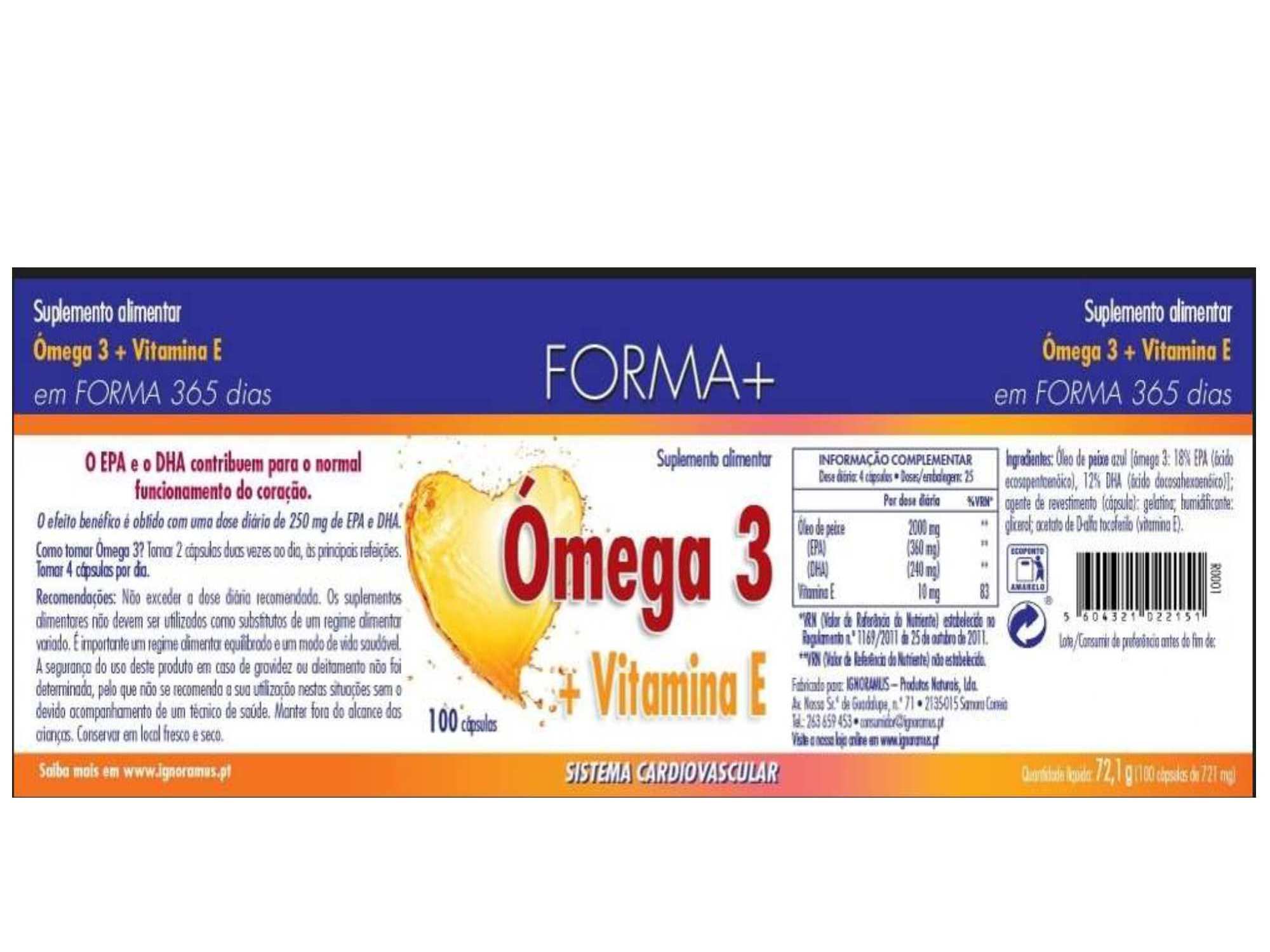 SUPLEMENTO FORMA  ÓMEGA3   VITAMINAE 100 CÁPSULAS