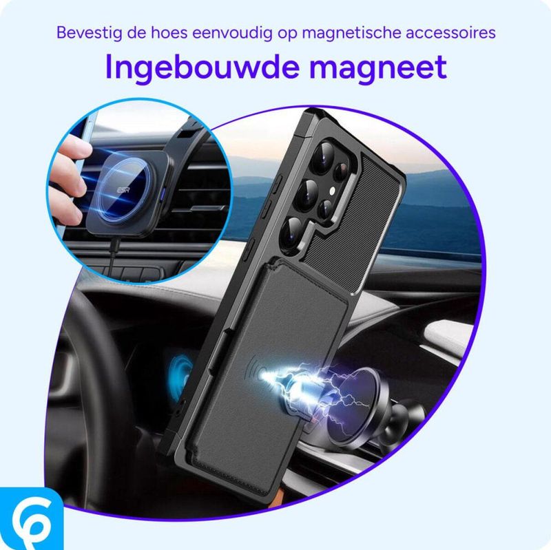 Samsung - Galaxy S25 Ultra - Hoesje - Zwart - 3-in-1 Pasjes Portemonnee Back Cover
