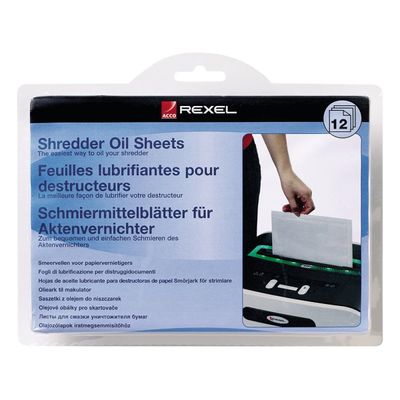 Rexel 12 feuilles lubrifiantes pour destructeur de documents