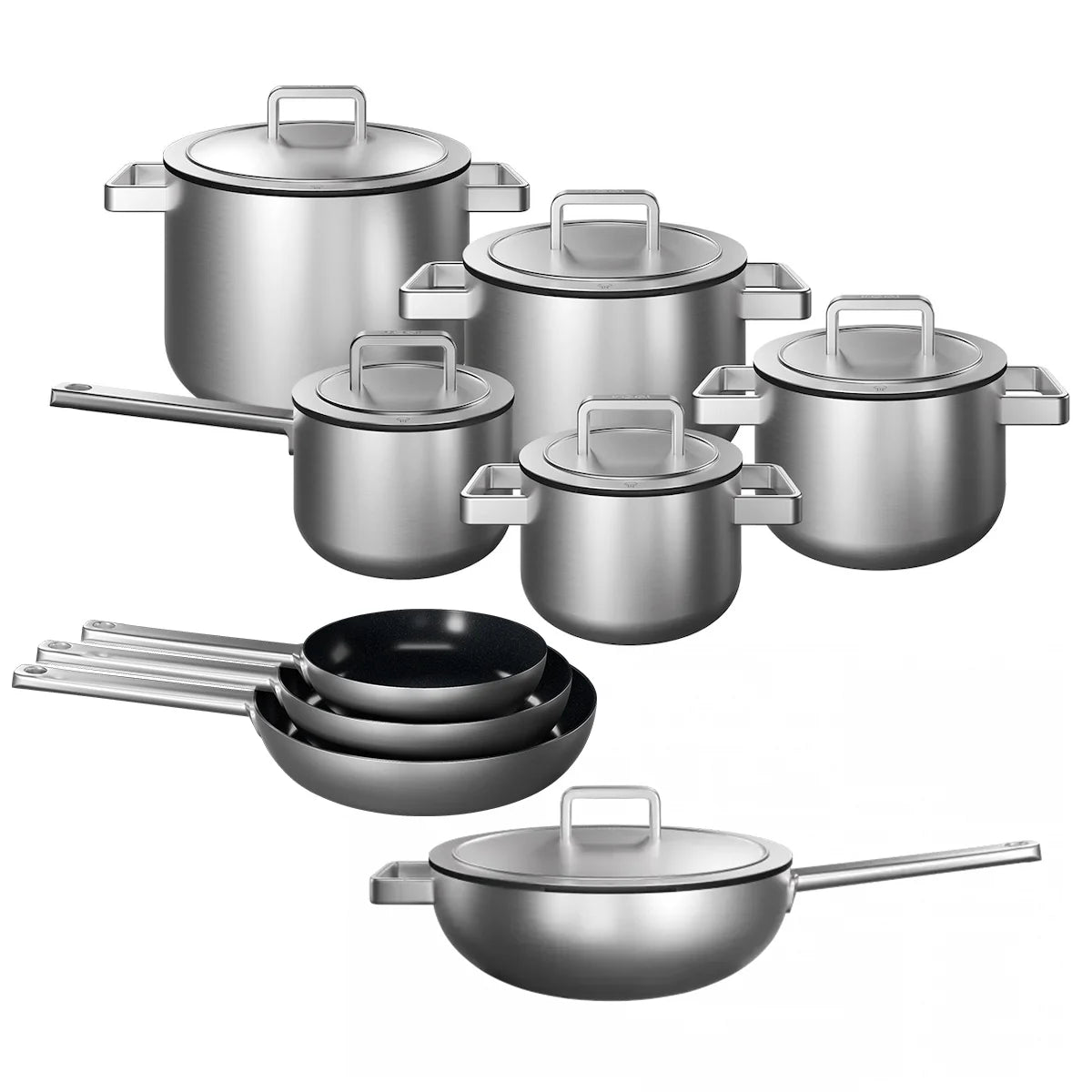 KOQI Downdraft Pannenset Uma 3-Ply 9-delig