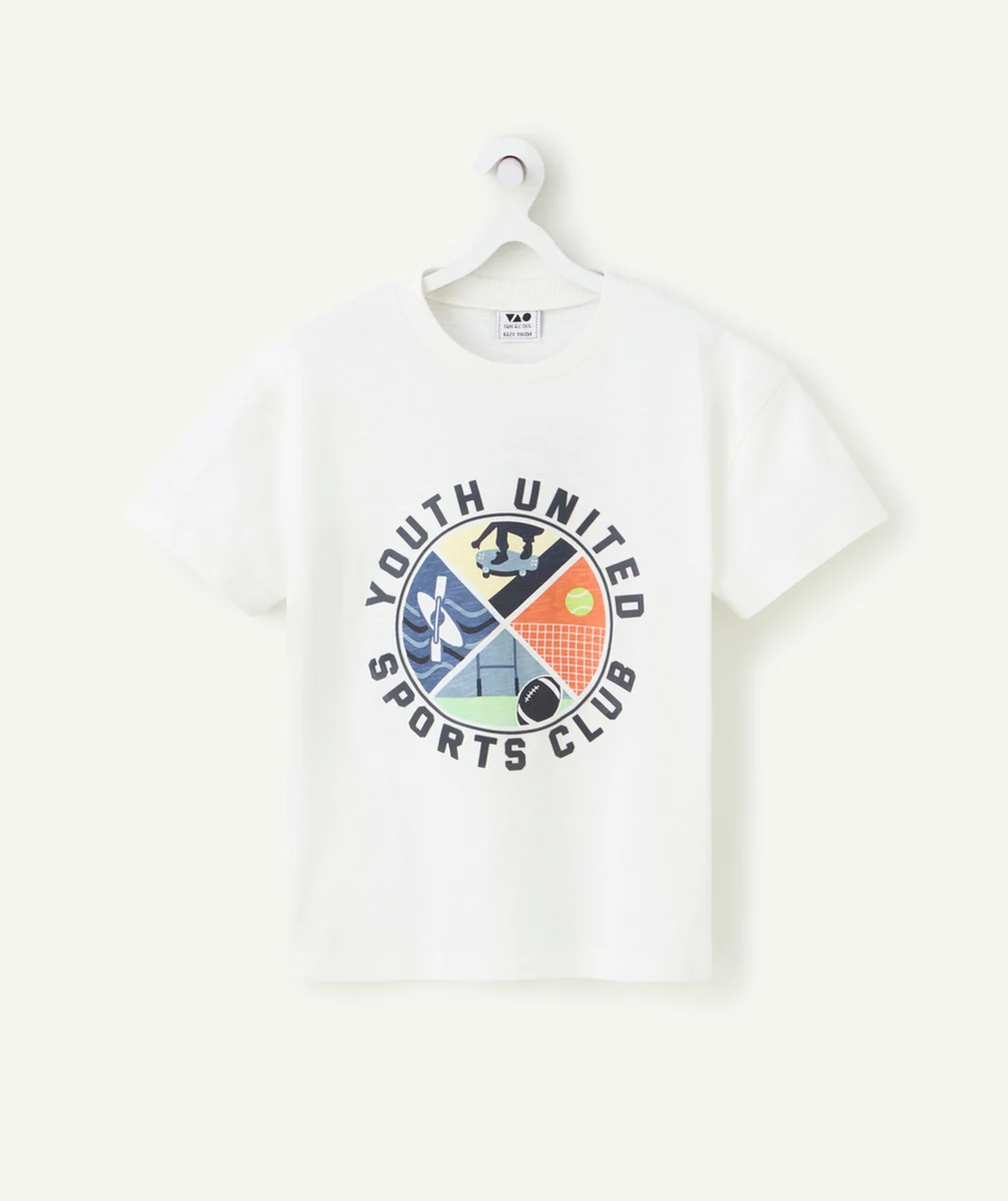t-shirt manches courtes garçon en coton bio motif sport