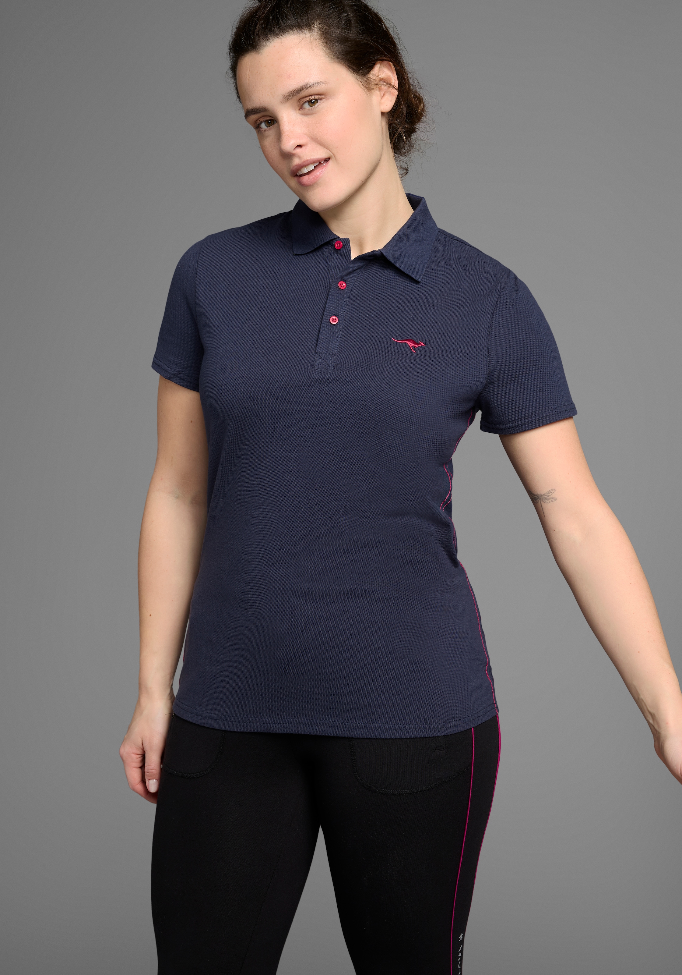 KangaROOS Poloshirt Kurzarm,  unifarben,  Polokragen,  aus Baumwolle, grosse Grössen