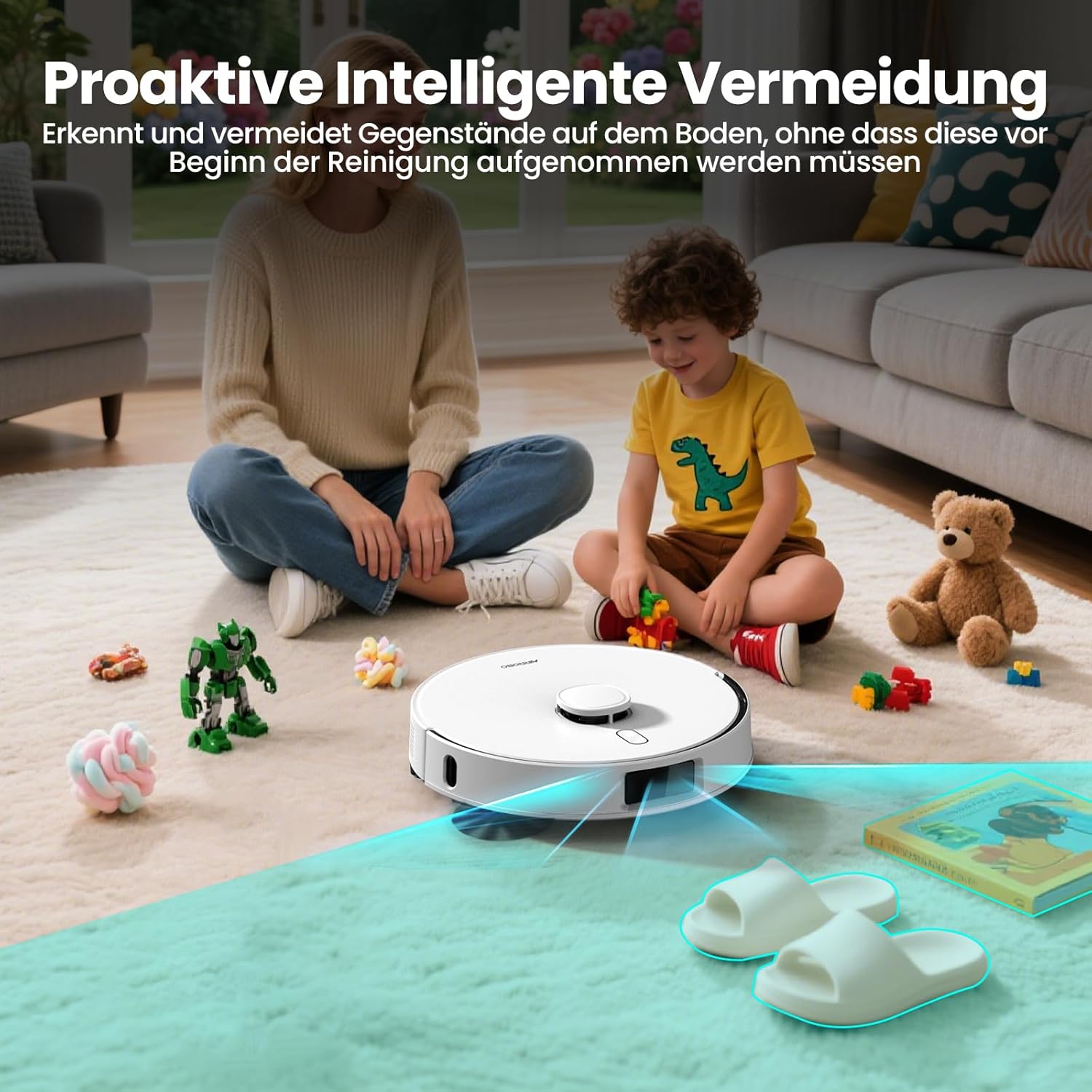 AIRROBO Saugroboter mit Wischfunktion, Staubsauger Roboter mit Absaugstation 3.5L, 12000Pa Saugkraft, Reaktive 3D Hindernisvermeidung, 240Min Laufzeit, T30 Roboterstaubsauger für Tierhaare und Teppich