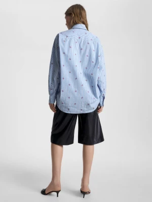 Camisa oversized com monograma listrado