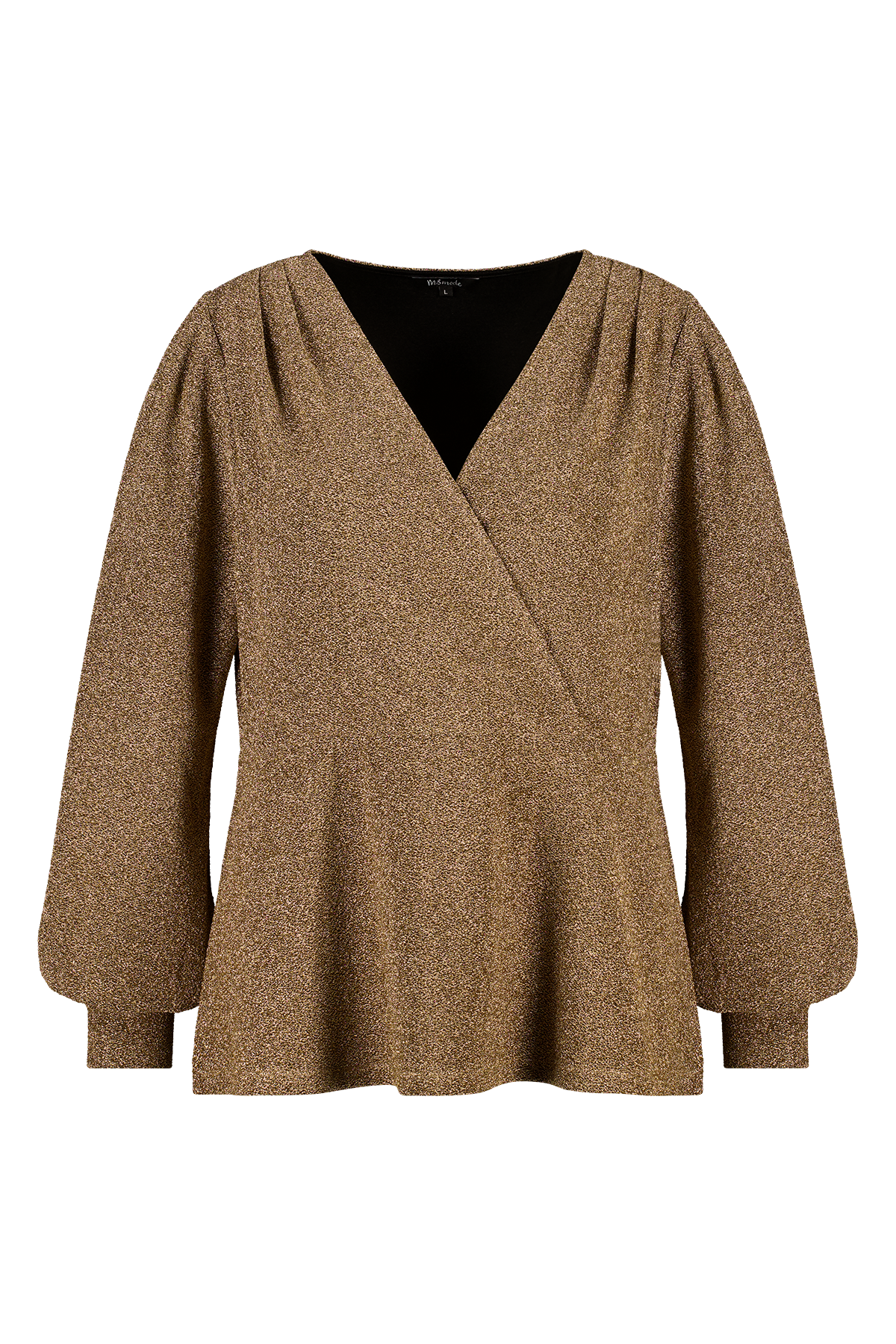 Glitter top met overslag look bronze