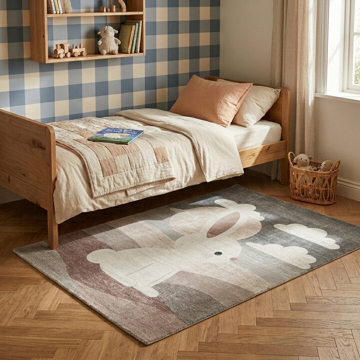 Kinderkamer vloerkleed - Balou Konijn Wit | Speels & Duurzaam