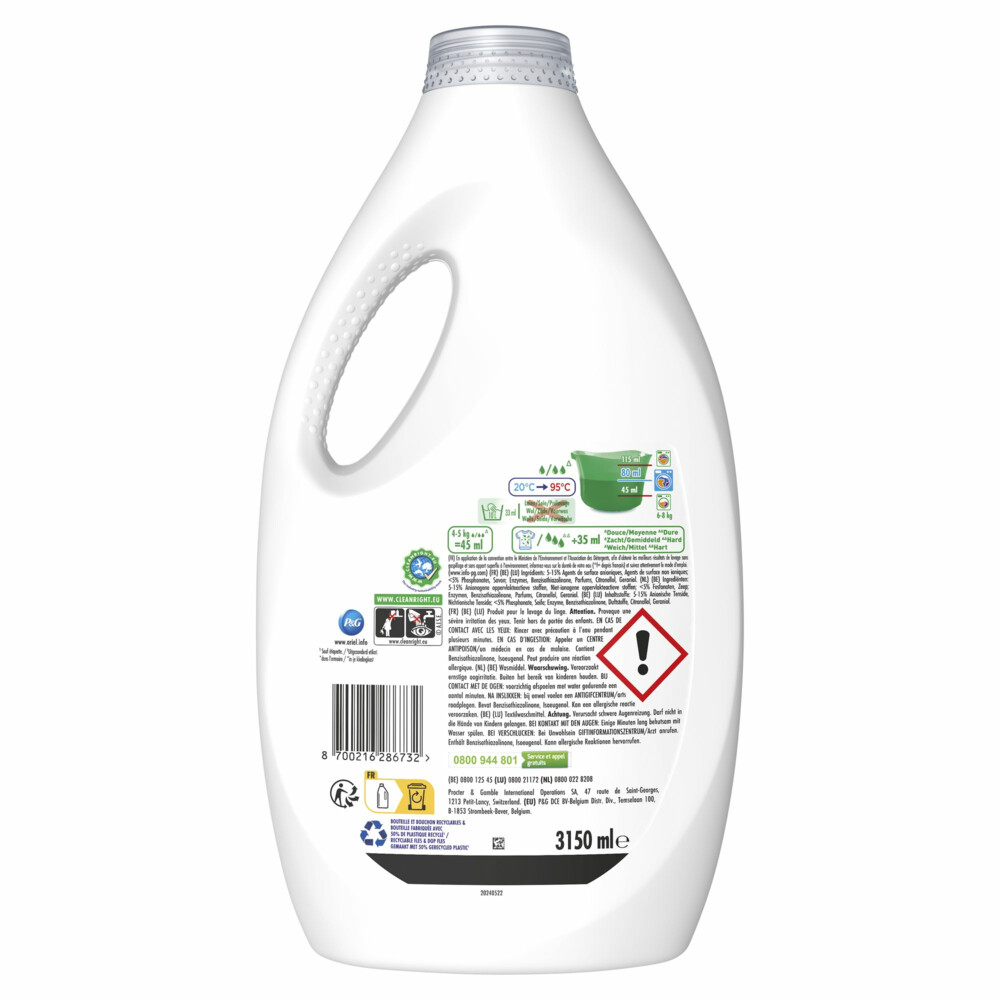 4x Ariel Vloeibaar Wasmiddel +Touch Van Lenor Unstoppables 70 Wasbeurten3150 ml
