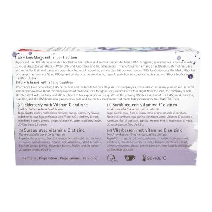 H&S Holunder mit Vitamin C und Zink Filterbeutel, 20X2.5 g
